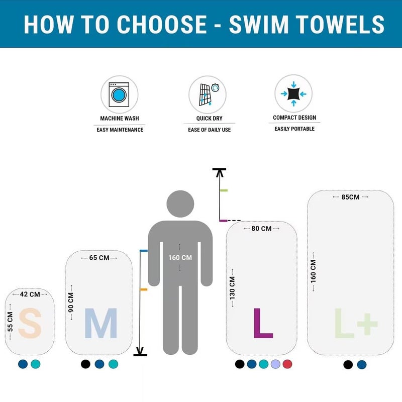 DECATHLON منشفة سباحة ميكروفايبر حجم L 80 × 130 سم (أزرق فاتح) - Image 2