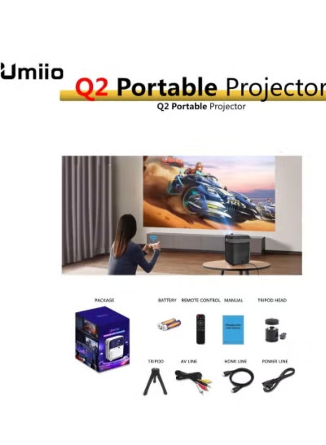 Umiio جهاز عرض ليزر محمول أندرويد Q2 – جهاز عرض ذكي بدقة Full HD مع واي فاي 5G، بلوتوث، HDMI، تصحيح تلقائي للزاوية ومكبر صوت مدمج | نطاق عرض 5 أمتار للسينما المنزلية، أفلام في الهواء الطلق والألعاب - Image 4