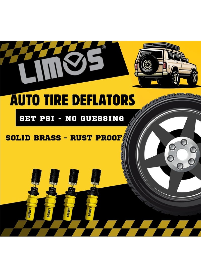 LIMOS 4PCS Tire Deflators – Adjustable 10-30 PSI (0.7–2.1 RAB), Automatic Air Release Valve Kit with Storage Pouch for Off-Road 4x4, Jeep, Truck, ATV, SUV – Pre-Set & Quick Deflation  - Image 5