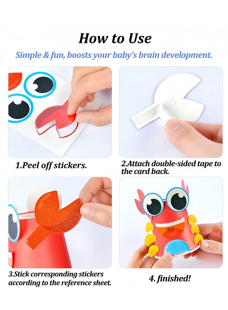 مجموعة أدوات فنية من أكواب ورقية مكونة من 11 قطعة، ألعاب حرفية فاخرة للأطفال (النسخة الإنجليزية)، ملصقات ورقية للأطفال - Image 3