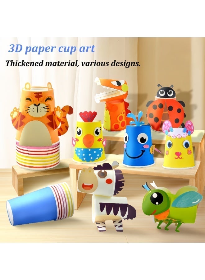 مجموعة أدوات فنية من أكواب ورقية مكونة من 11 قطعة، ألعاب حرفية فاخرة للأطفال (النسخة الإنجليزية)، ملصقات ورقية للأطفال - Image 2