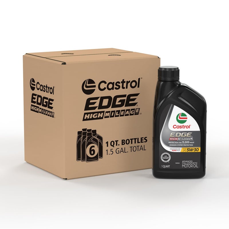 Castrol EDGE High Mileage 5W30 Advanced Full Synthetic Motor Oil 1 Quart Pack of 6