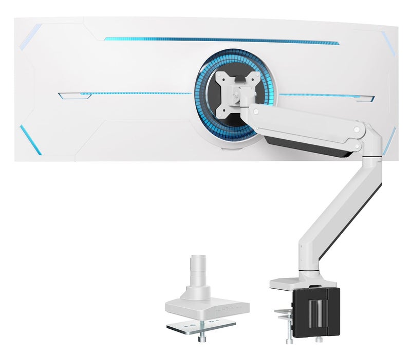 PUTORSEN ذراع شاشة PUTORSEN عريضة للغاية لشاشات 17" إلى 49" مسطحة/منحنية، حامل شاشة ثقيل مع دعم حركة كاملة يصل إلى 18 كجم مع VESA 75/100 مم - أبيض - Image 1