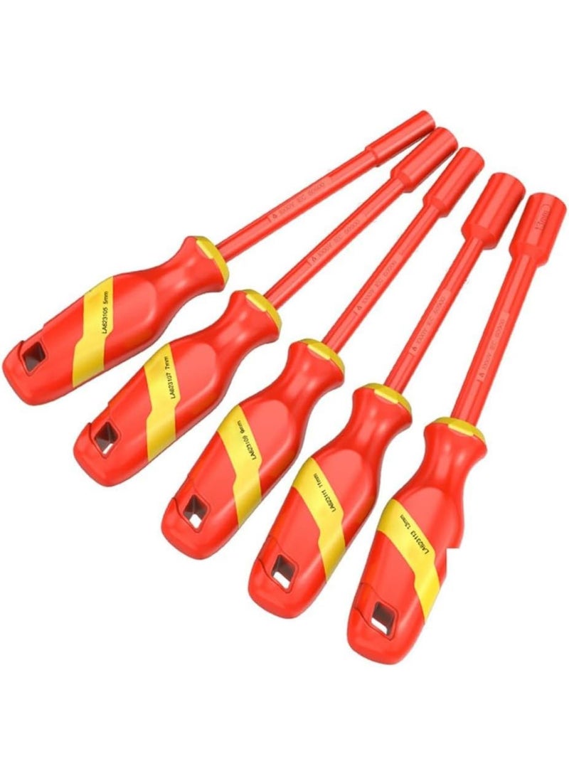 GGOOT 1000-Volt Insulated Nut Inch Driver Set, VDE High-Voltage Hexagonal Socket Wrench, Insulated Hardware Tools, Electrician-Specific Auto Repair Quick Disassembly Wrench (8mm) - Image 4