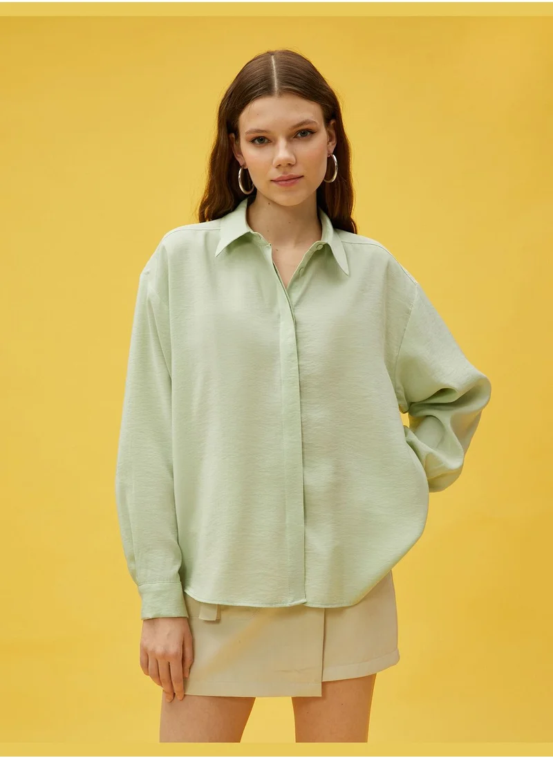 KOTON Long Sleeve Relax Fit Modal Shirt