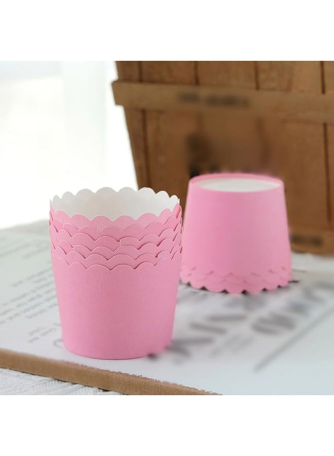 GSHLLO 50 Pcs Scalloped Edge Cupcake Liners Cute Muffin Baking Cups Wedding Cupcake Wrappers Cookie Dessert Paper Cups Small Baby Shower Cake Cases for Birthday Party Blue - Image 3