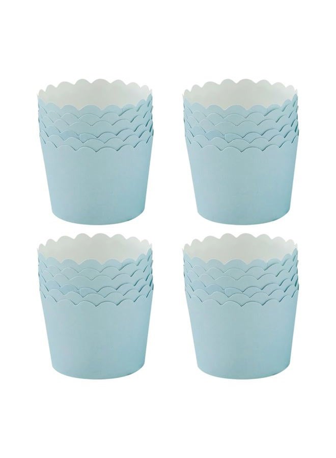 GSHLLO 50 Pcs Scalloped Edge Cupcake Liners Cute Muffin Baking Cups Wedding Cupcake Wrappers Cookie Dessert Paper Cups Small Baby Shower Cake Cases for Birthday Party Blue - Image 1