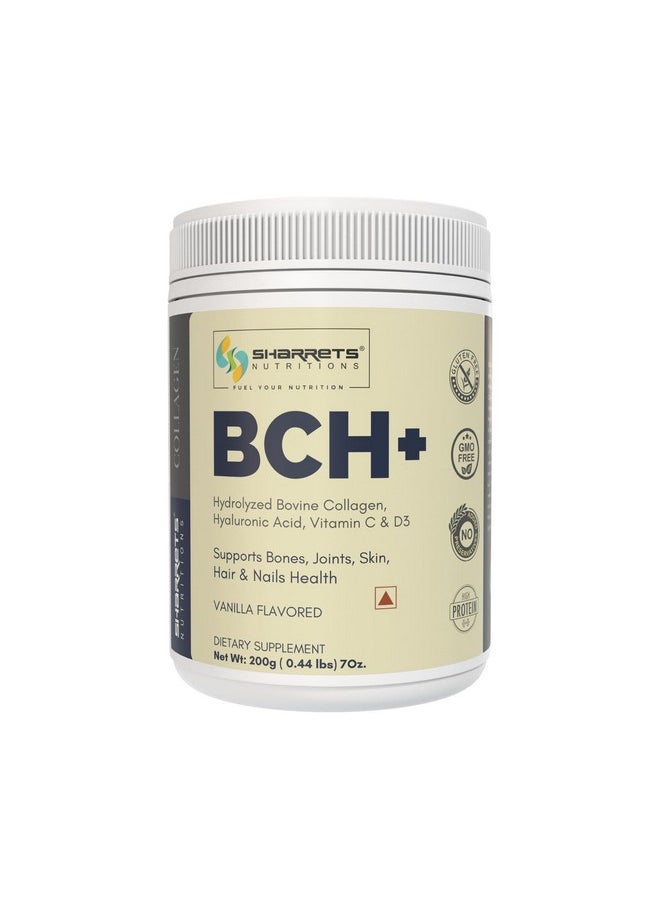 Sharrets Bch+ Vanilla Flavored 200G X 3 - Bovine Collagen Powder Supplement With Hyaluronic Acid, Vitamin C & D: Skin, Joint & Bone Support.  - Image 2