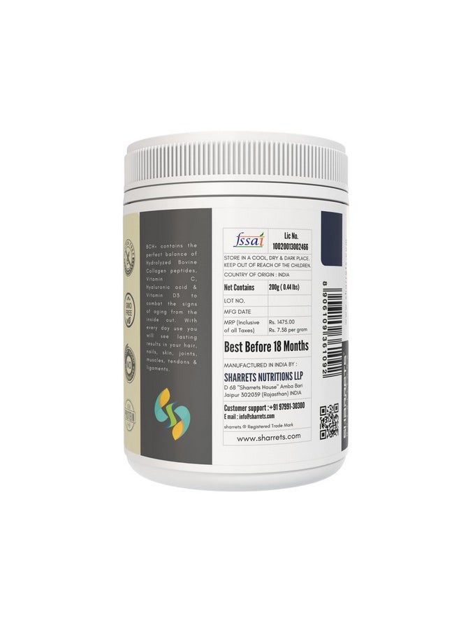 Sharrets Bch+ Vanilla Flavored 200G X 3 - Bovine Collagen Powder Supplement With Hyaluronic Acid, Vitamin C & D: Skin, Joint & Bone Support.  - Image 4