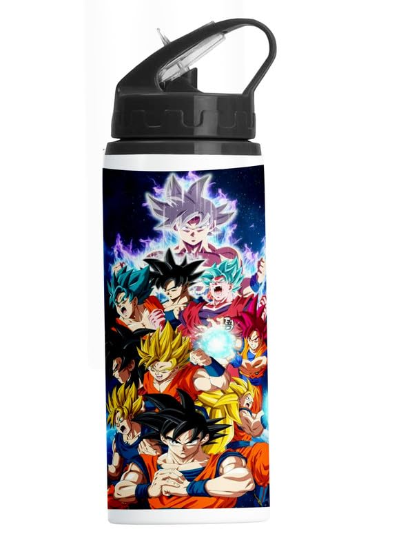 PrintingZone Compatible Print with Goku Sipper Water Bottle Anime Printed Straw Bottle for Boys Girls School BLKN1136 - Image 1