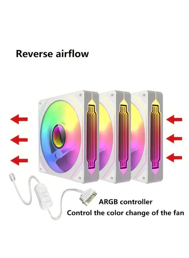 3pcs L J4Pro 4.72 Inch ARGB Chassis Cooling Fan 5V Three Pin Black Reverse Color - Image 2