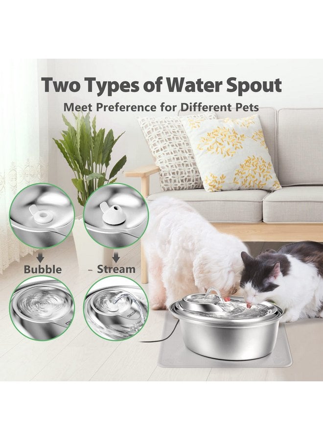 ORSDA Cat Water Fountain Stainless Steel, 3L Automatic Pet Drinking Fountain for Cats Inside, Dog Water Dispenser with Adjustable Water Flow and 6 Replacement Filters for Cats, Dogs - Image 3