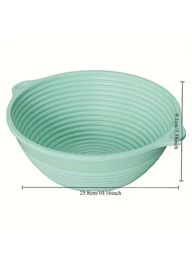 Large Silicone Folding Bread Proofing Basket With Lid Round Green Oven Safe - Image 3