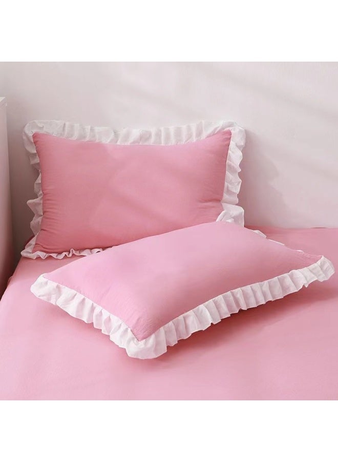 # Pillowcase Ins Pillowcase Pair For Students One For Children Princess Style Solid Color Ruffled Pillowcase Household-Color:Light Purple [one Pillowcase]-Specifications:40cmX60cm