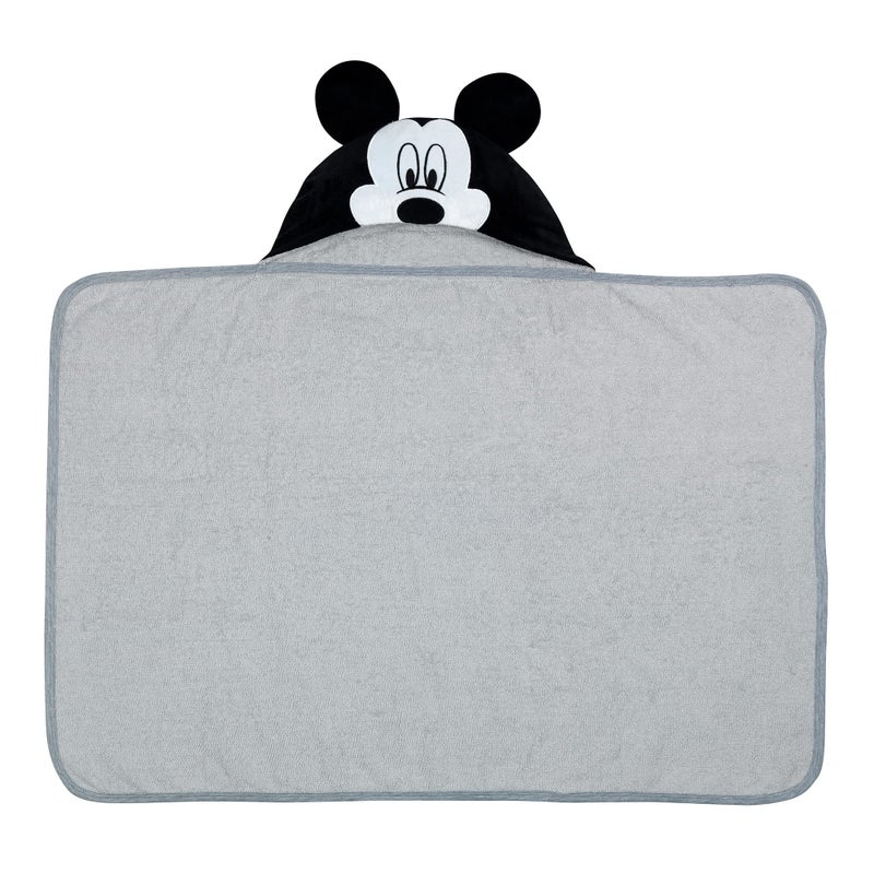 Lambs & Ivy Disney Baby Mickey Mouse Gray Cotton Hooded Baby Bath Towel - Image 5