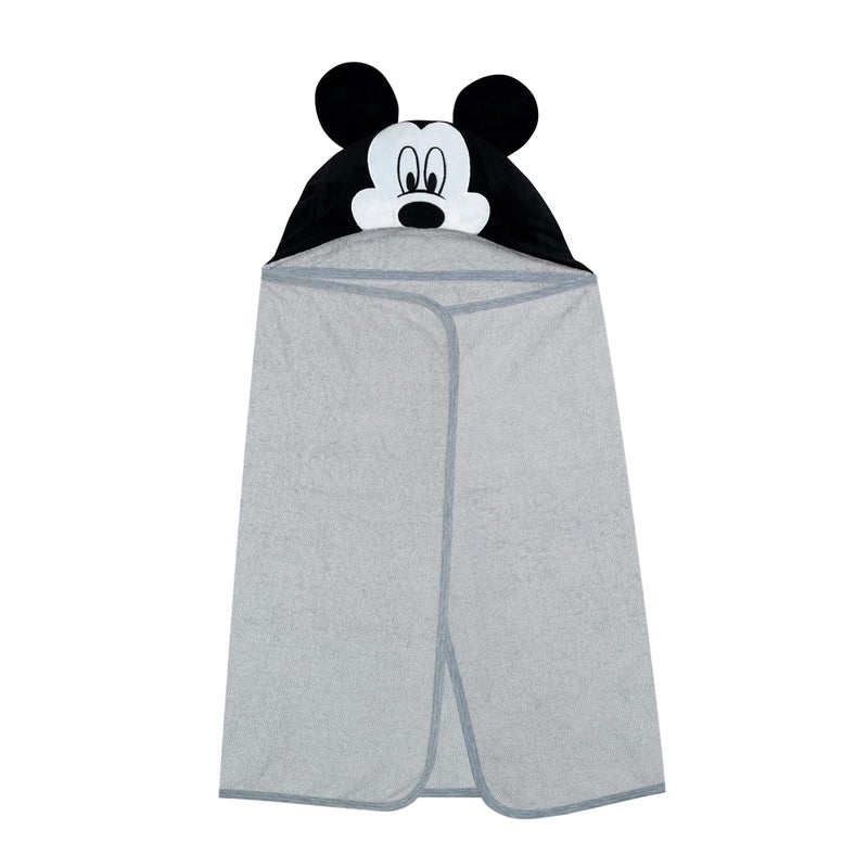 Lambs & Ivy Disney Baby Mickey Mouse Gray Cotton Hooded Baby Bath Towel - Image 3