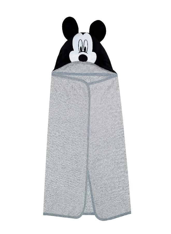 Lambs & Ivy Disney Baby Mickey Mouse Gray Cotton Hooded Baby Bath Towel