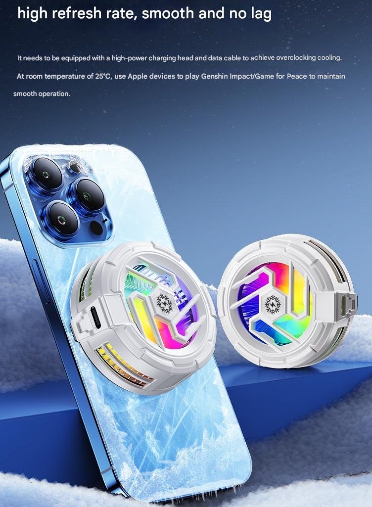 مونستون كرييشونز مبرد هاتف مغناطيسي مع لوحة معدنية واحدة – مروحة تبريد شبه موصل توربو، يعمل بالطاقة عبر USB، مبرد ألعاب بإضاءة RGB متوافق مع iPhone وHuawei وSamsung وAndroid، مثالي للألعاب مثل Genshin Impact وPUBG - Image 4