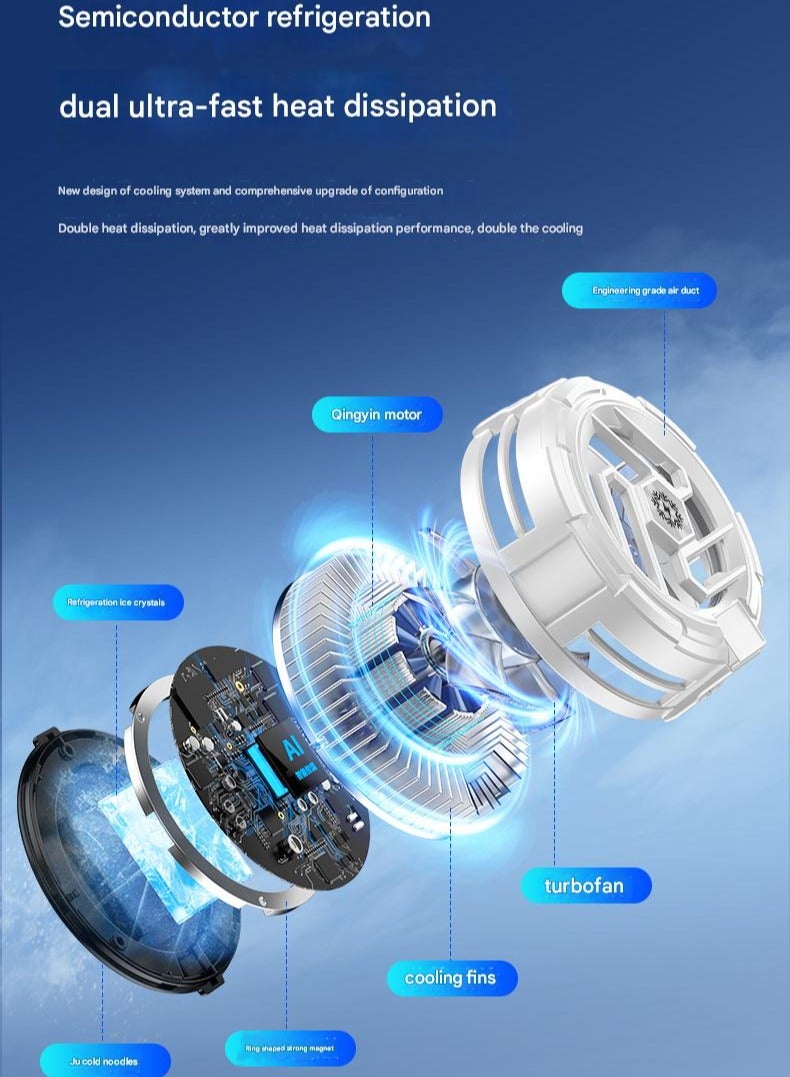 مونستون كرييشونز مبرد هاتف مغناطيسي مع لوحة معدنية واحدة – مروحة تبريد شبه موصل توربو، يعمل بالطاقة عبر USB، مبرد ألعاب بإضاءة RGB متوافق مع iPhone وHuawei وSamsung وAndroid، مثالي للألعاب مثل Genshin Impact وPUBG - Image 5