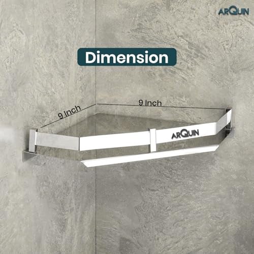 ARQUIN Corner Shelf for Bathroom Wall 9x9 Inch 304 Stainless Steel Corner Shelf for Kitchen Bathroom Shelf and Rack Wall Mounted Storage Corner Stand Diamond Shape Storage Rack for Toiletries - Image 3
