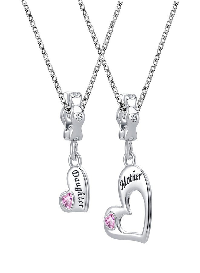 OutstandLong Mother Daughter Heart Necklace Set - 2PCS Mom Necklace Gifts for Women & Teens, Red Copper Heart Pendant with Lobster Clasp - Image 1