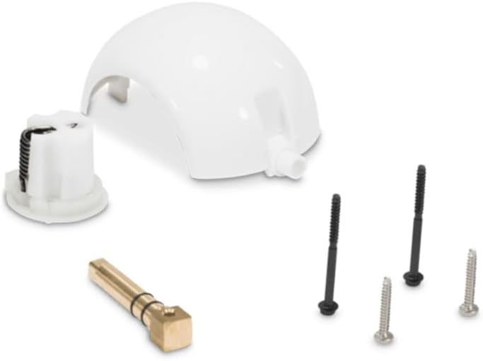 385318162 RV Toilet Flush Ball & Shaft Kit | Brass with White Caps | Fits Sealand and Toilets | Includes Ball Rotor Shaft, Half Ball, 2 Screws, and Cartridge