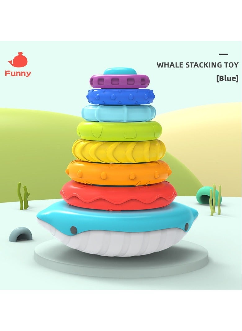 Whale Stacking Toy, Includes 7 Unique Rings, Montessori Development, Baby Toy, Gift for 1 Year Old Boys & Girls, Ages 0-6+, 9, 10, 12, 18+ Months (Blue))  - Image 2