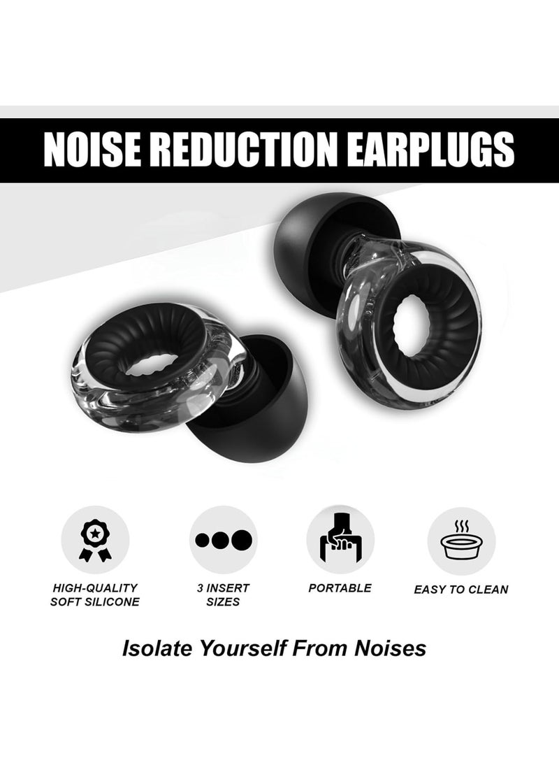 SOLARAE سدادات أذن عالية الدقة، سدادات أذن غير محدودة لتقليل الضوضاء، سدادات أذن قابلة لإعادة الاستخدام للنوم، لتقليل الضوضاء، الحفلات، العمل، الموسيقيين (شفافة) - Image 3