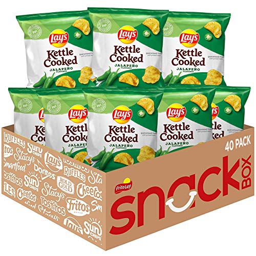 Lay's Kettle Cooked Potato Chips, Jalapeno, 0.85 Ounce (Pack of 40) - Image 1
