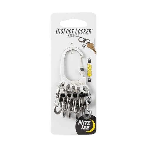 Nite Ize KLKBF11R6 Bigfoot Locker KeyRack Carabiner Chain with 5 Stainless Steel Locking SBiner Toes to Hold Keys Separately Securely 1 Silver - Image 1