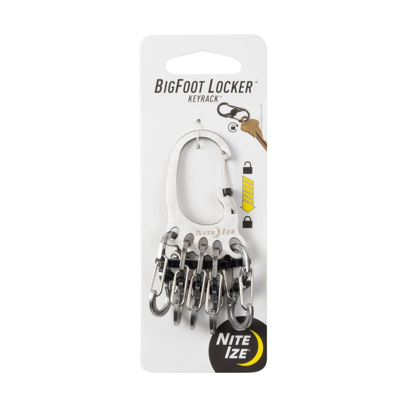 Nite Ize KLKBF11R6 Bigfoot Locker KeyRack Carabiner Chain with 5 Stainless Steel Locking SBiner Toes to Hold Keys Separately Securely 1 Silver - Image 2