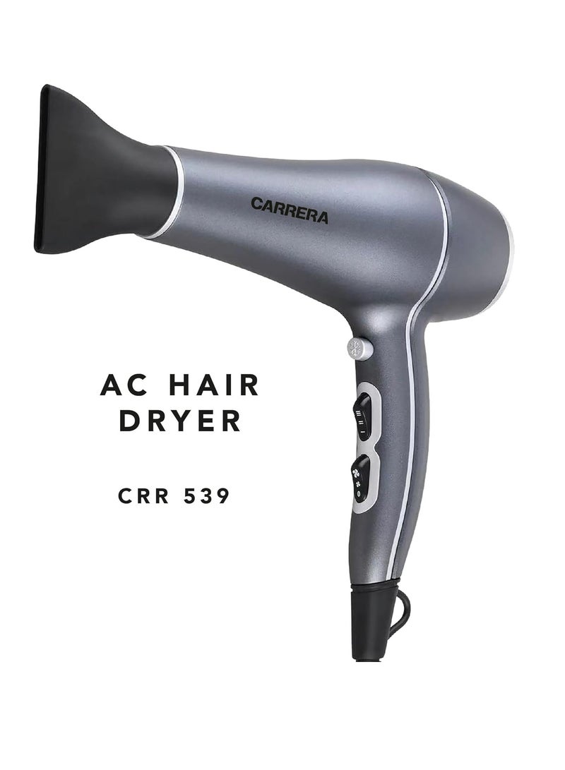Carrera CARRERA AC Hair Dryer No 539-2200W Boost Power, Ionic Function, Ceramic-Coated Grille, Professional Styling Nozzle - Image 2