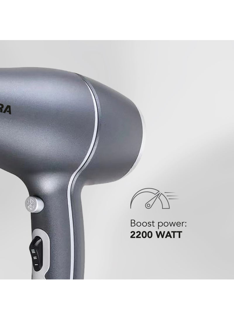 Carrera CRR539 Professional Hair Dryer 2200W – Powerful AC Motor, Ceramic Coated Grill & Ionic Technology, 3 Heat & 2 Speed Settings, Cool Shot, Styling Nozzle, Easy to Use, 2 Years Warranty - Image 3