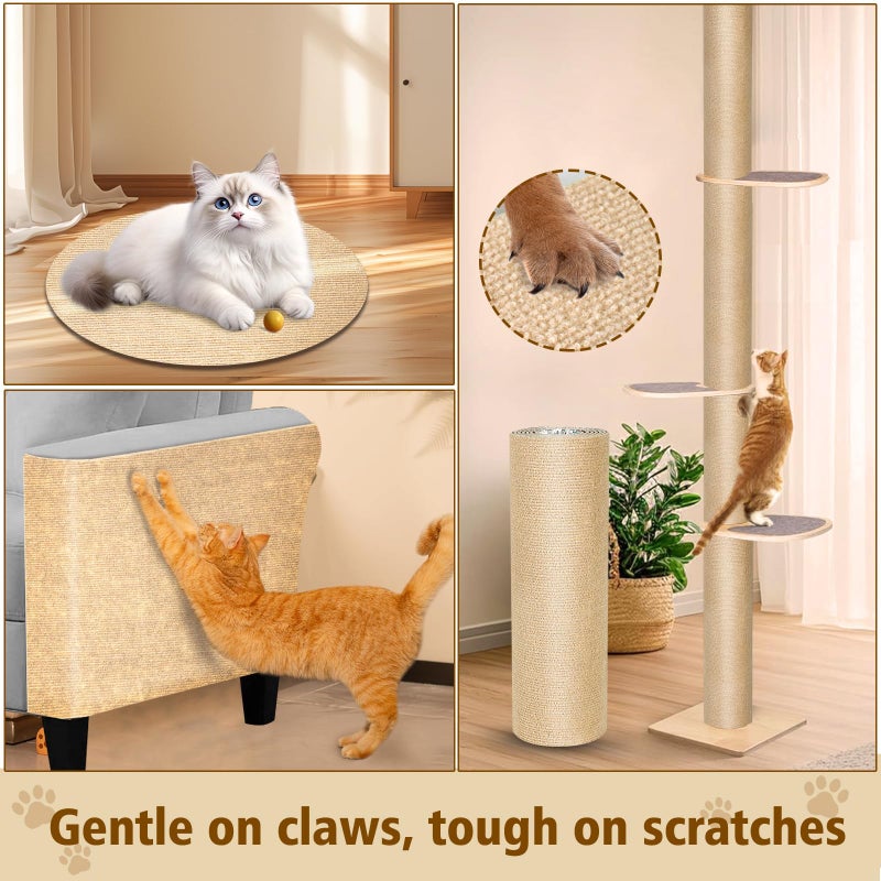 Farhming Cat Scratch Furniture Protector â€“ DIY Climb Scratch Mat,Cat Scratch Pad, Couch Protector from Cat Claws, Trimmable Self-Adhesive Carpet for Indoor Sofa, Furniture (Beige, 78.7" x 15.8") - Image 2