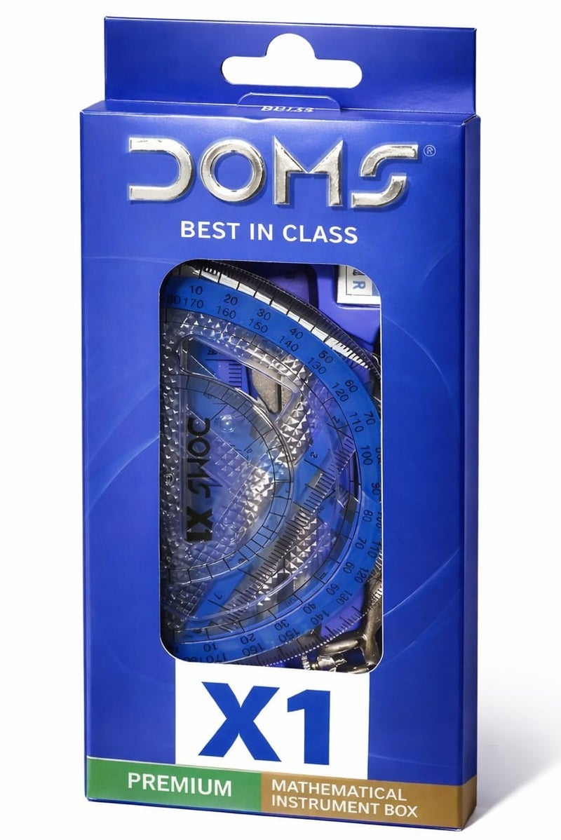 DOMS X1 Premium Mathematical Instrument Box – Geometry Drawing Set with Compass, Protractor & Scale - Image 1