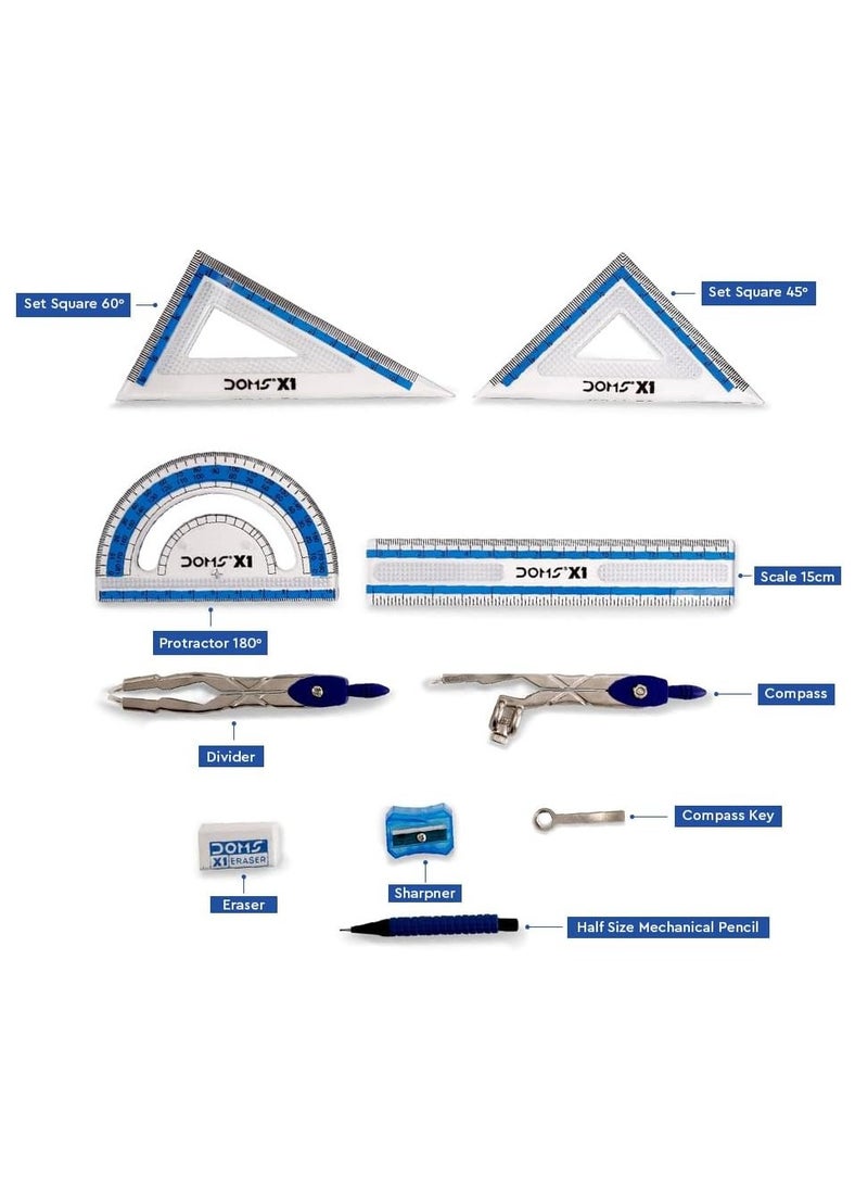DOMS X1 Premium Mathematical Instrument Box – Geometry Drawing Set with Compass, Protractor & Scale - Image 4