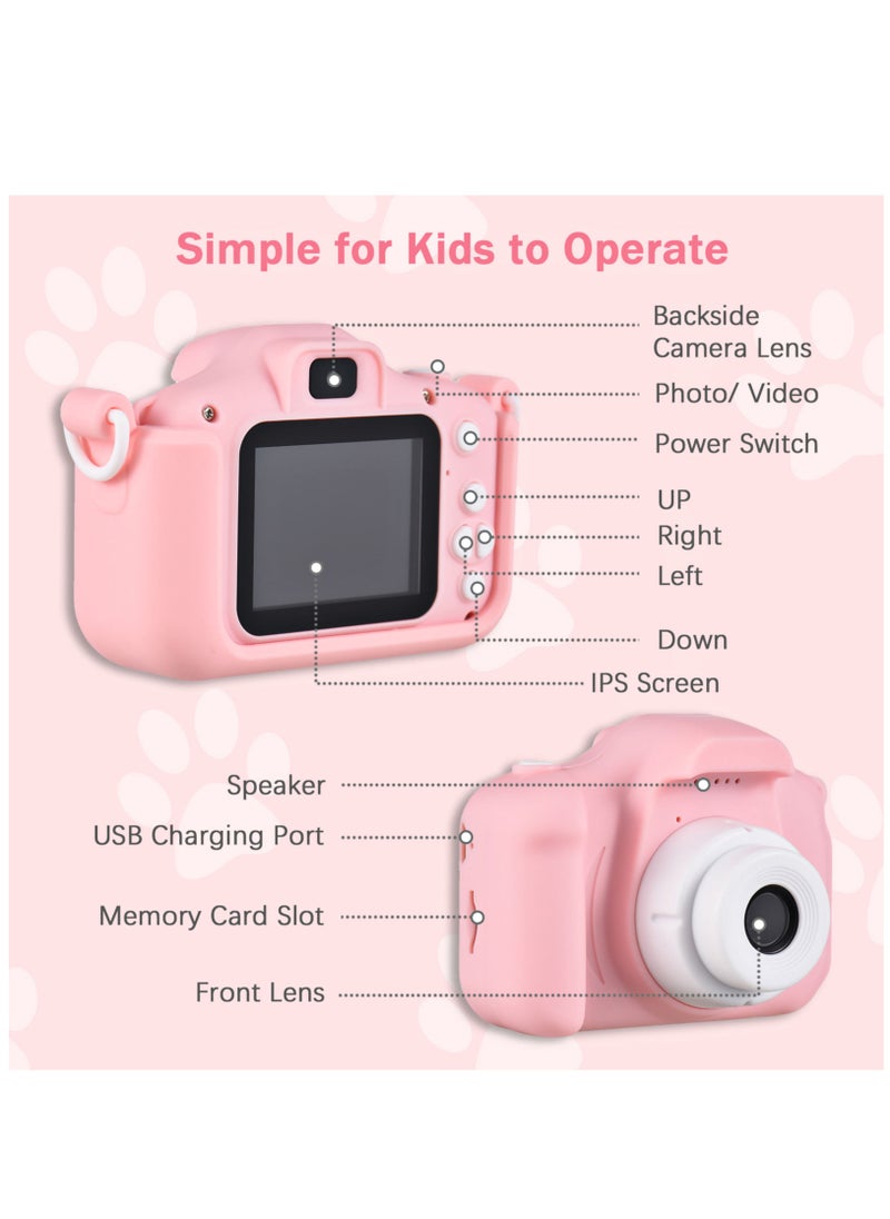 null - Mini Camera Kids Cute Butterfly Camera Digital Camera 1080P Video Camera Pink - Image 1