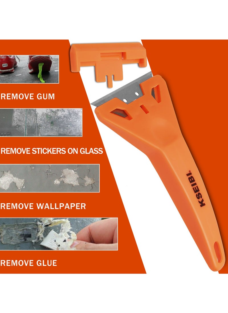 KSEIBI Plastic Window Scraper, Size 14mm, Stainless Steel Blade, Cleaning Remover for Stickers, Gasket Remover, Labels Decal and Adhesive Remover for Windows and Glass, No Scratches/ Orange.  - Image 2