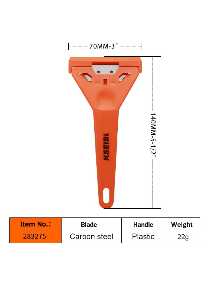 KSEIBI Plastic Window Scraper, Size 14mm, Stainless Steel Blade, Cleaning Remover for Stickers, Gasket Remover, Labels Decal and Adhesive Remover for Windows and Glass, No Scratches/ Orange.  - Image 5