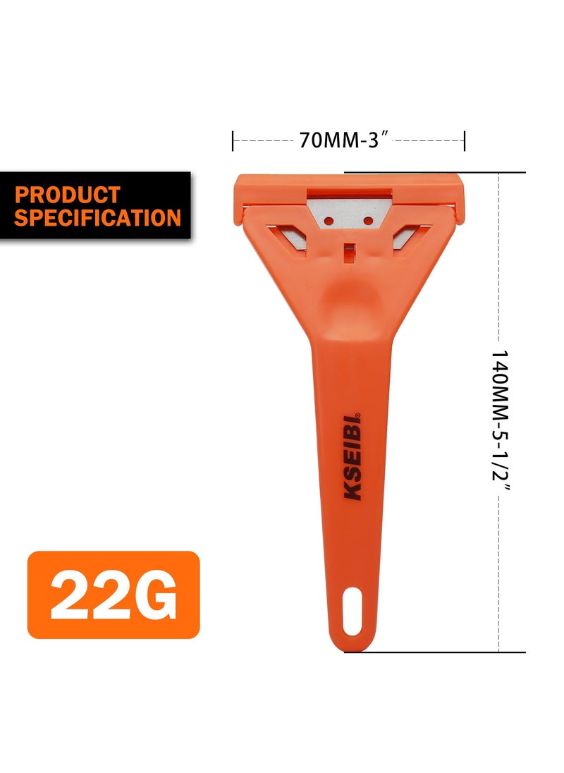 KSEIBI Plastic Window Scraper, Size 14mm, Stainless Steel Blade, Cleaning Remover for Stickers, Gasket Remover, Labels Decal and Adhesive Remover for Windows and Glass, No Scratches/ Orange.  - Image 4