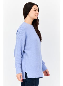 Aerie Women Crew Neck Knitted Sweater, Blue  - Image 2