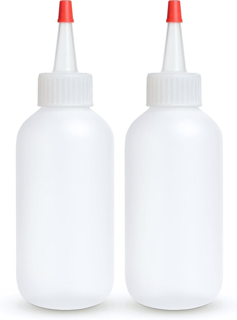 BRIGHTFROM Condiment Squeeze Bottles - 4 OZ Squirt Empty Bottles, Red Top Cap, Leak Proof - Great for Ketchup, Mustard, Syrup, Sauces, Dressing, Oil, Arts and Crafts, BPA-FREE Plastic - Pack of 2 - Image 1
