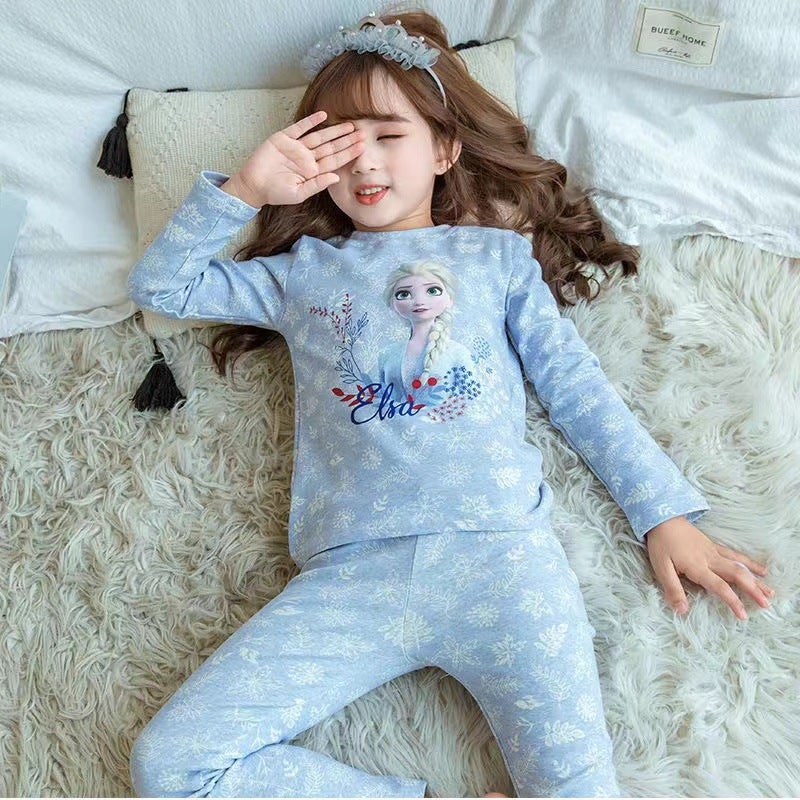 Boys' And Girls' Cartoon Autumn Clothes Long Pants Underwear Suit Children'S Summer Long Sleeve Pants Thin Girls' Home Clothes - Image 5