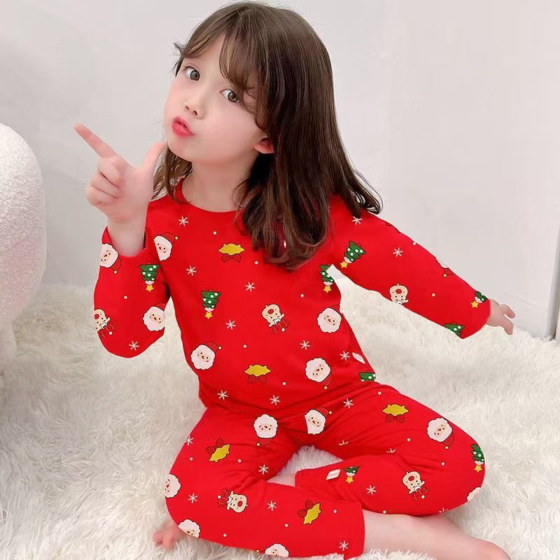 Boys' And Girls' Cartoon Autumn Clothes Long Pants Underwear Suit Children'S Summer Long Sleeve Pants Thin Girls' Home Clothes - Image 2