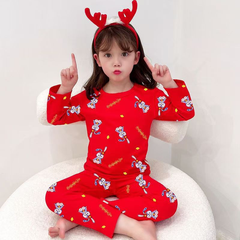 Boys' And Girls' Cartoon Autumn Clothes Long Pants Underwear Suit Children'S Summer Long Sleeve Pants Thin Girls' Home Clothes - Image 3