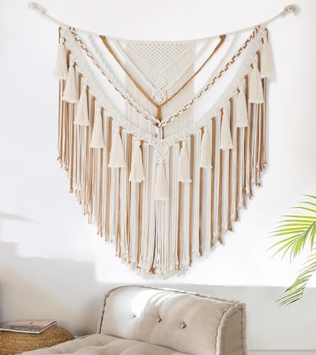 Jakalin Macrame Wall Hanging Boho Wall Decor Yarn Wall Art For Bedroom Living Room Brown1 - Image 1