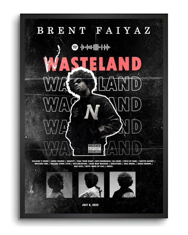 Vyopix Brent Faiyaz - Wasteland Album Cover, Wall Decoration Art Framed Poster, Matte & Glossy Laminated Poster with 0.5 Inch Black Wooden Frame (GLOSSY, 12X18 Inches) - Image 1