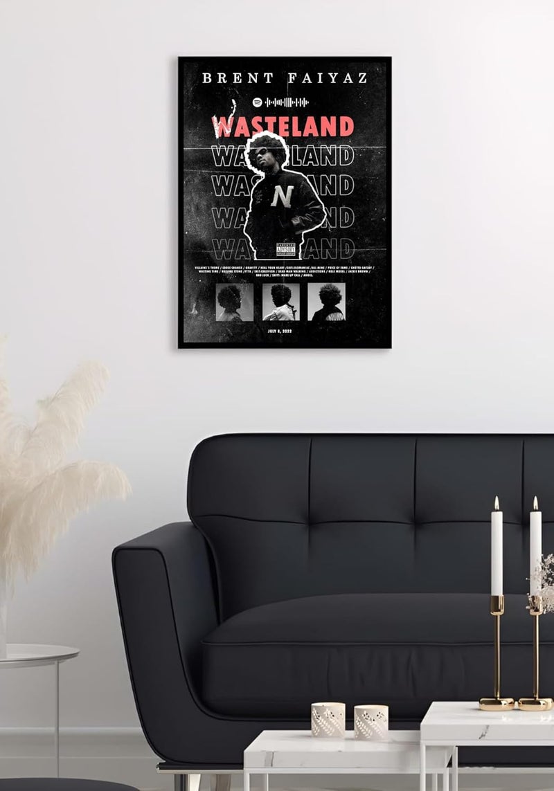 Vyopix Brent Faiyaz - Wasteland Album Cover, Wall Decoration Art Framed Poster, Matte & Glossy Laminated Poster with 0.5 Inch Black Wooden Frame (GLOSSY, 12X18 Inches) - Image 2