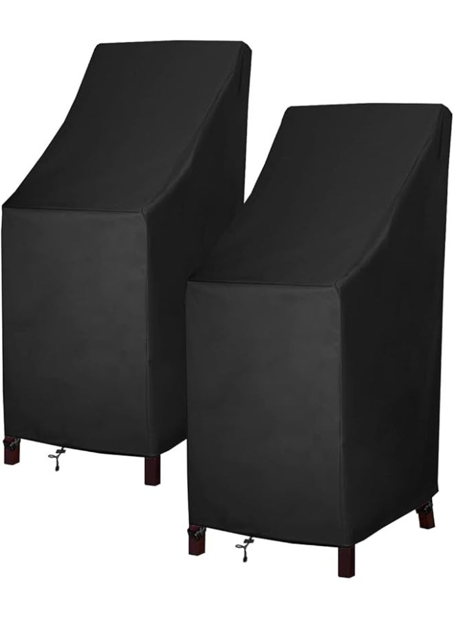 Stackable Patio Chair Covers, High Back Outdoor Chair Covers, 600D Heavy Duty Waterproof Lawn Outside Barstool Furniture Covers,Fits for 6 Stackable Dining Chairs - Image 1