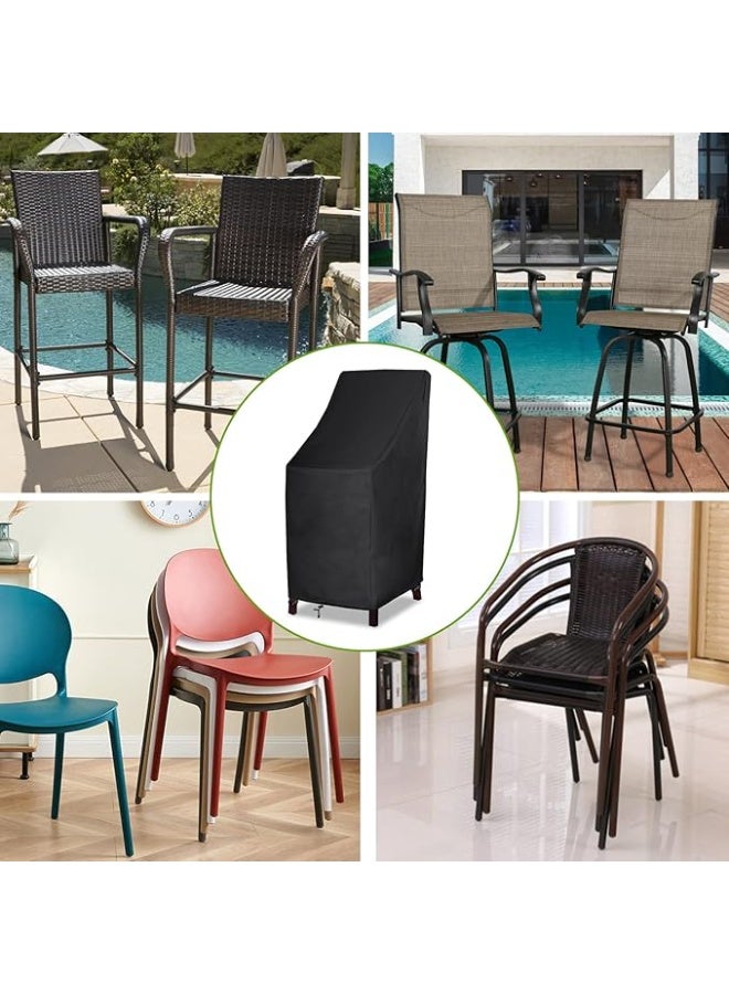 Stackable Patio Chair Covers, High Back Outdoor Chair Covers, 600D Heavy Duty Waterproof Lawn Outside Barstool Furniture Covers,Fits for 6 Stackable Dining Chairs - Image 4